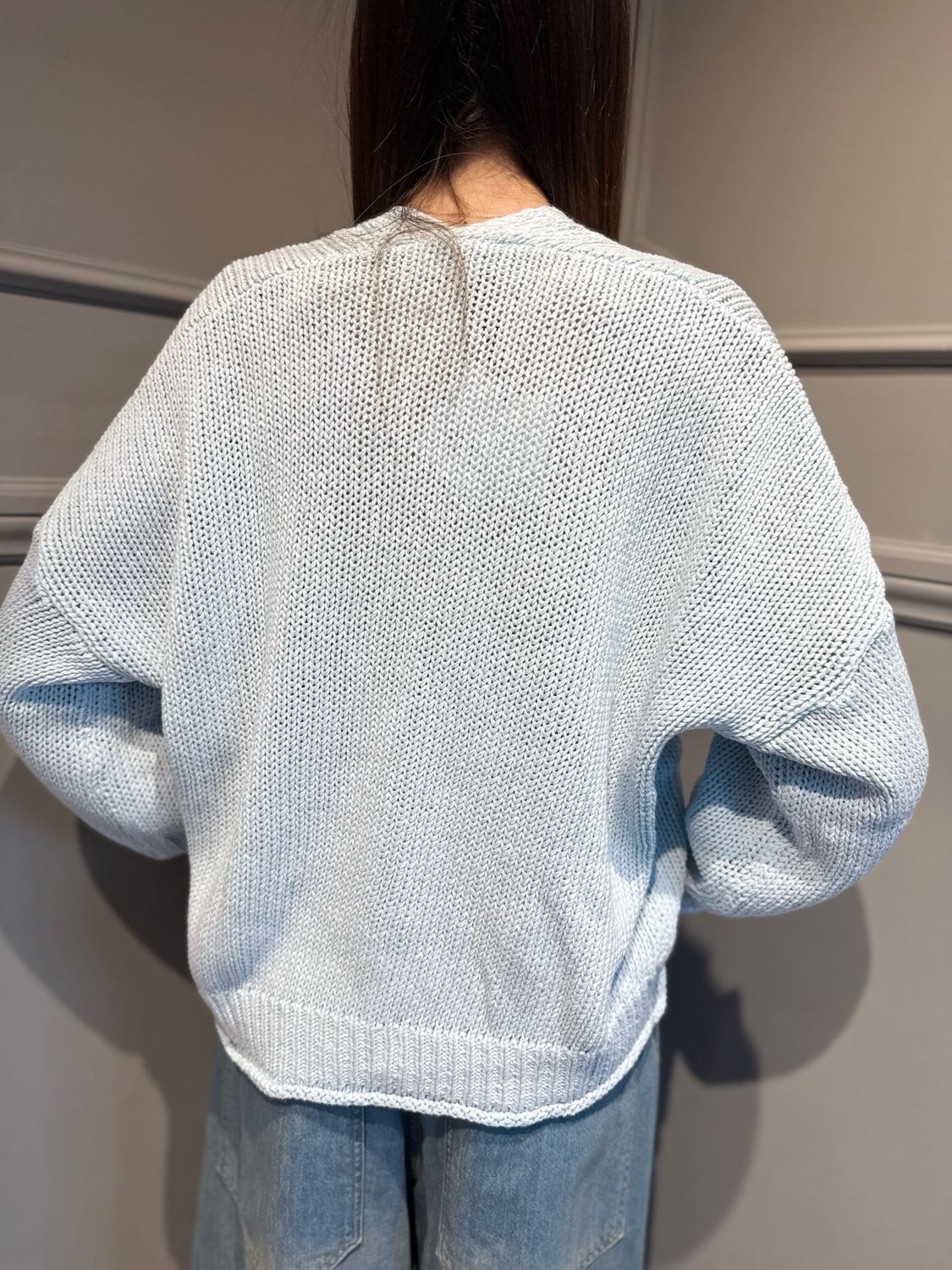 VICOLO - cardigan in filo 3AB3015 celeste