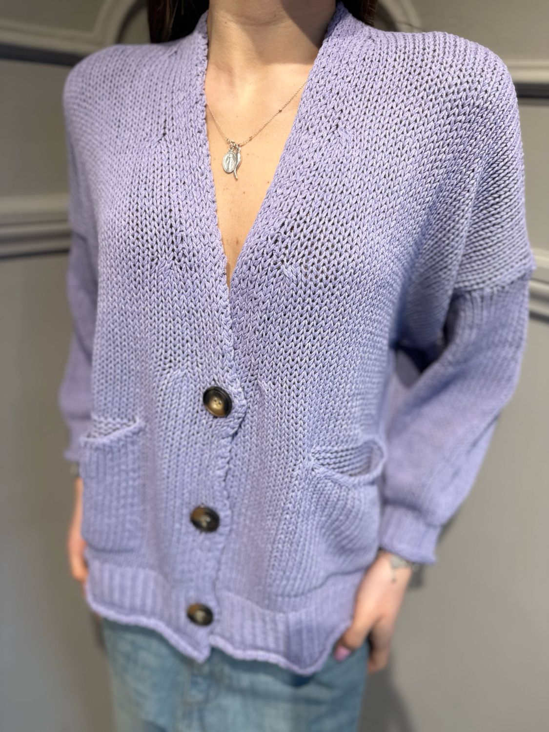 VICOLO - cardigan in filo 3AB3015 lilla