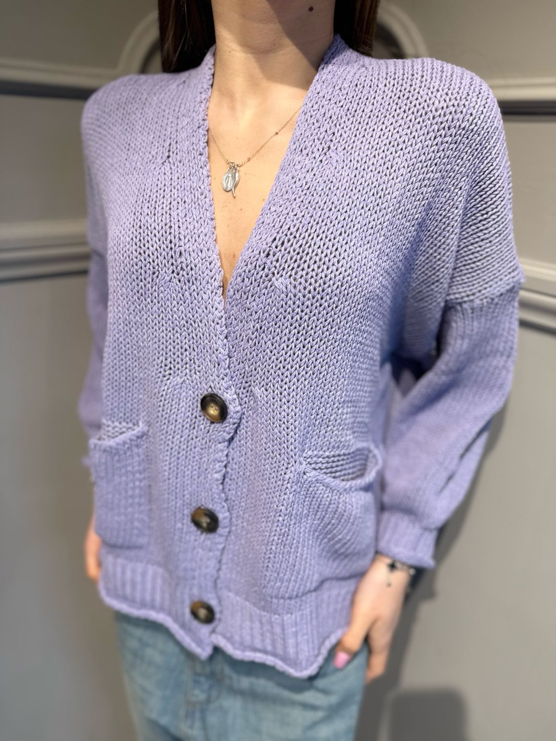 VICOLO - cardigan in filo 3AB3015 lilla