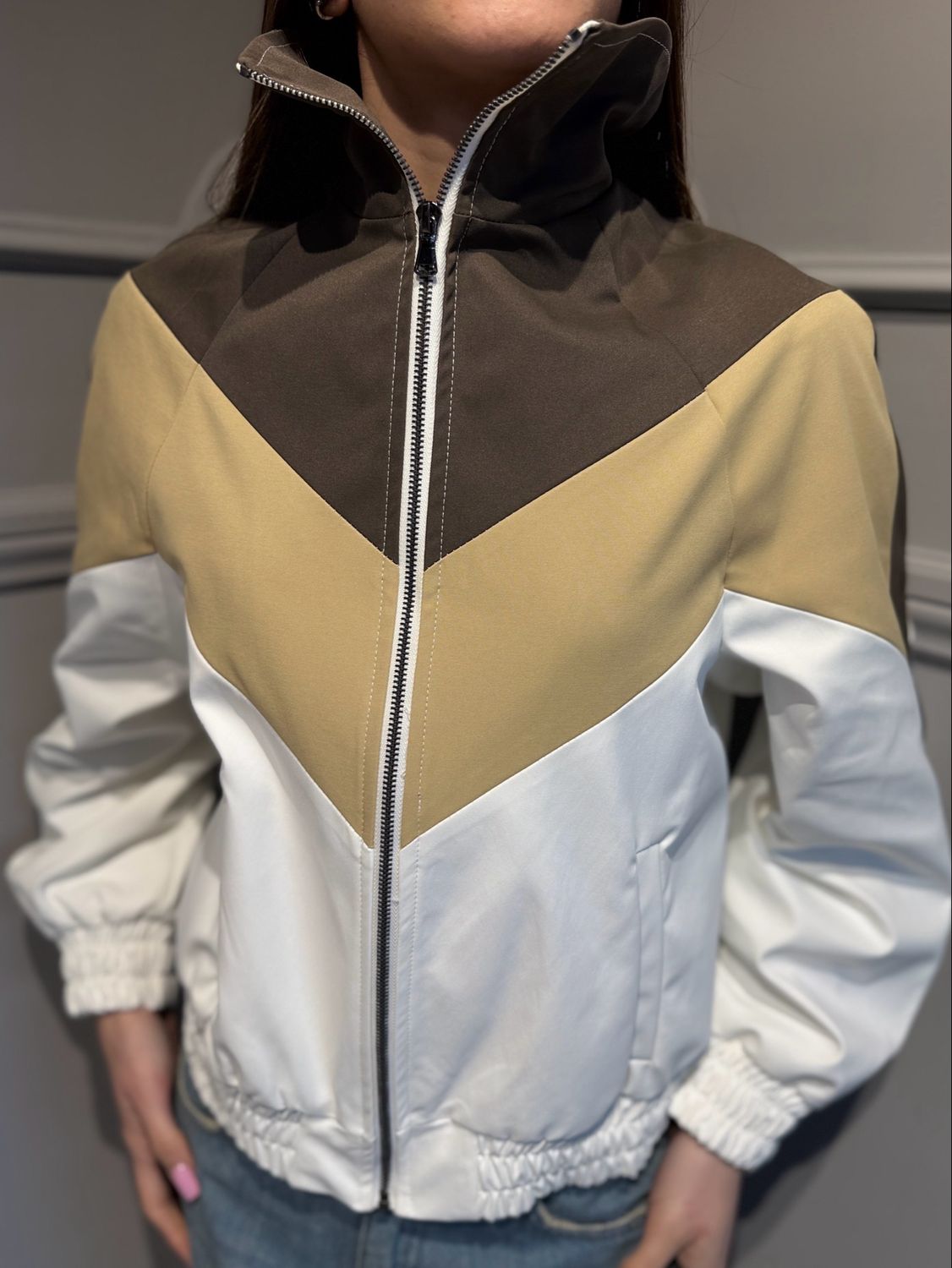 VICOLO - bomber TAB1380 Moro/beige/bianco