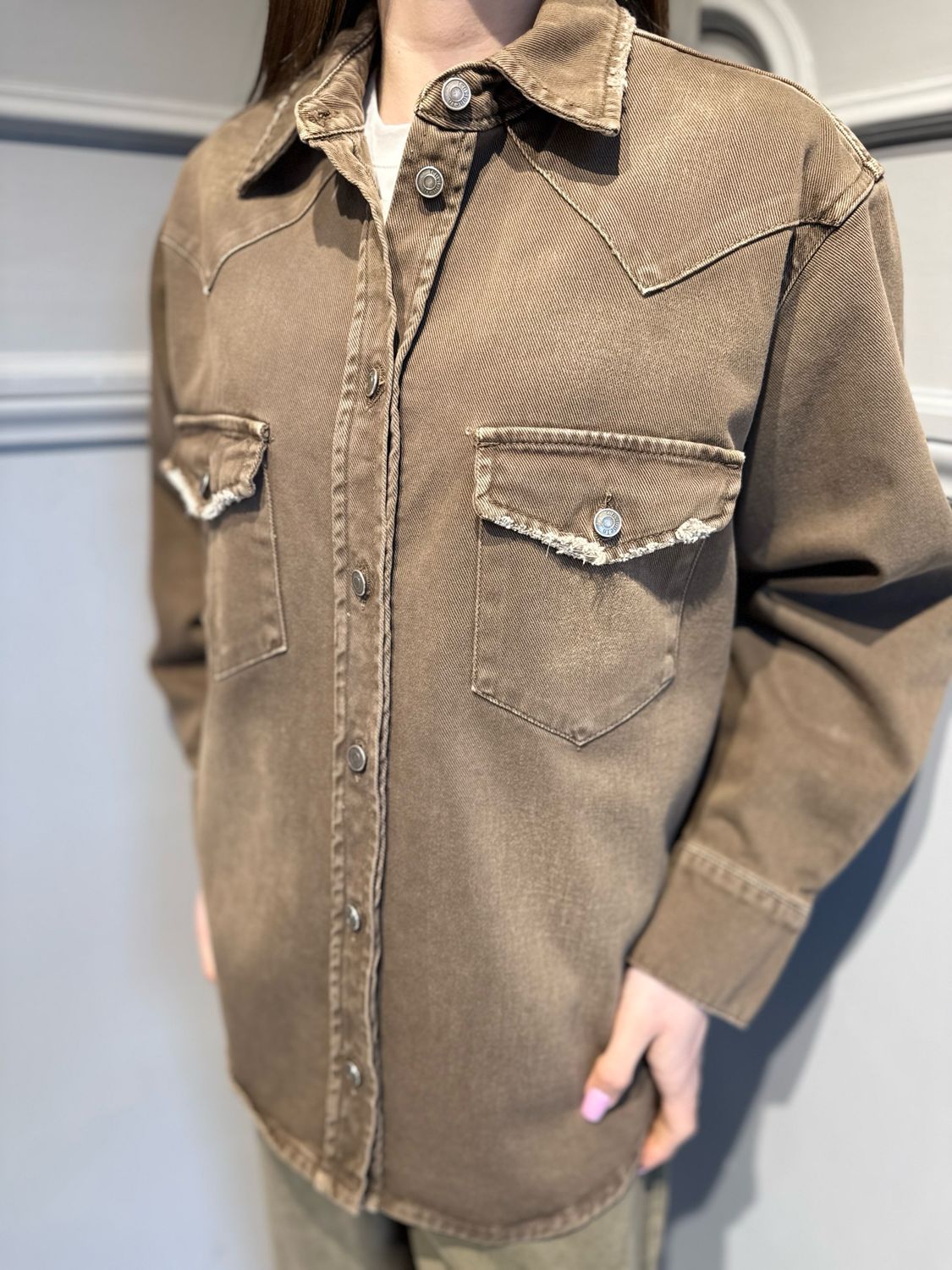 TENSIONE IN - camicia giacca over super old in denim fermo SWWEEG- 758- SS26CAMP moro