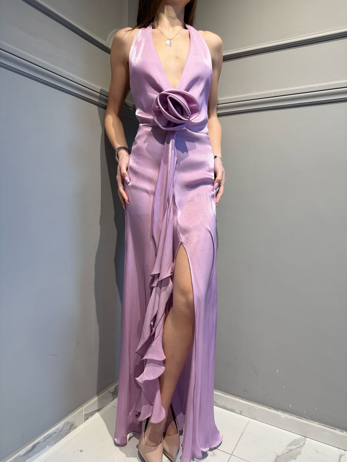 SILENCE LIMITED - abito AB4244 ROSABELLE_DRESS con rosa orchidea