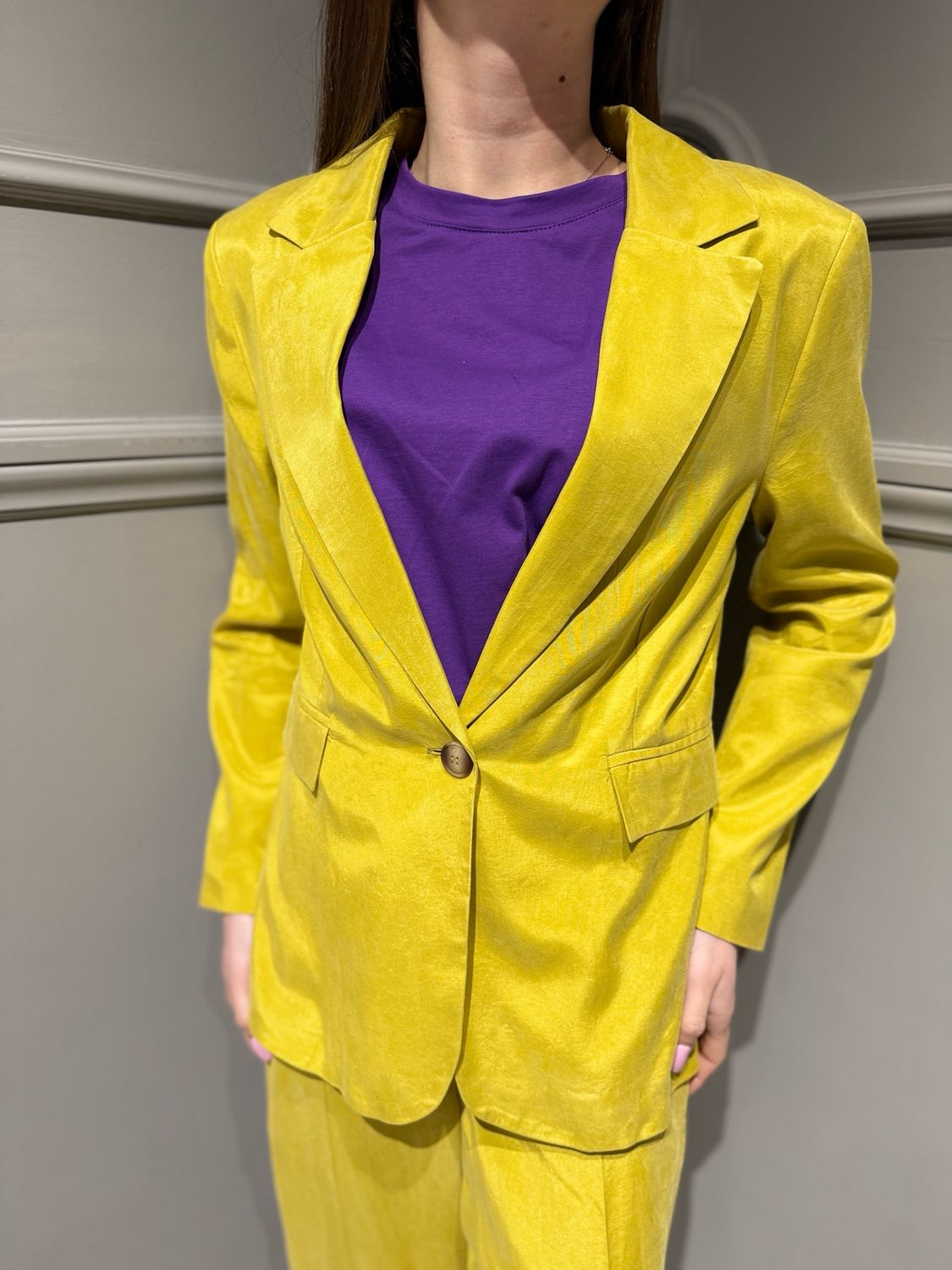 MOTEL - giacca monopetto in seta lavata 26B4522 sole