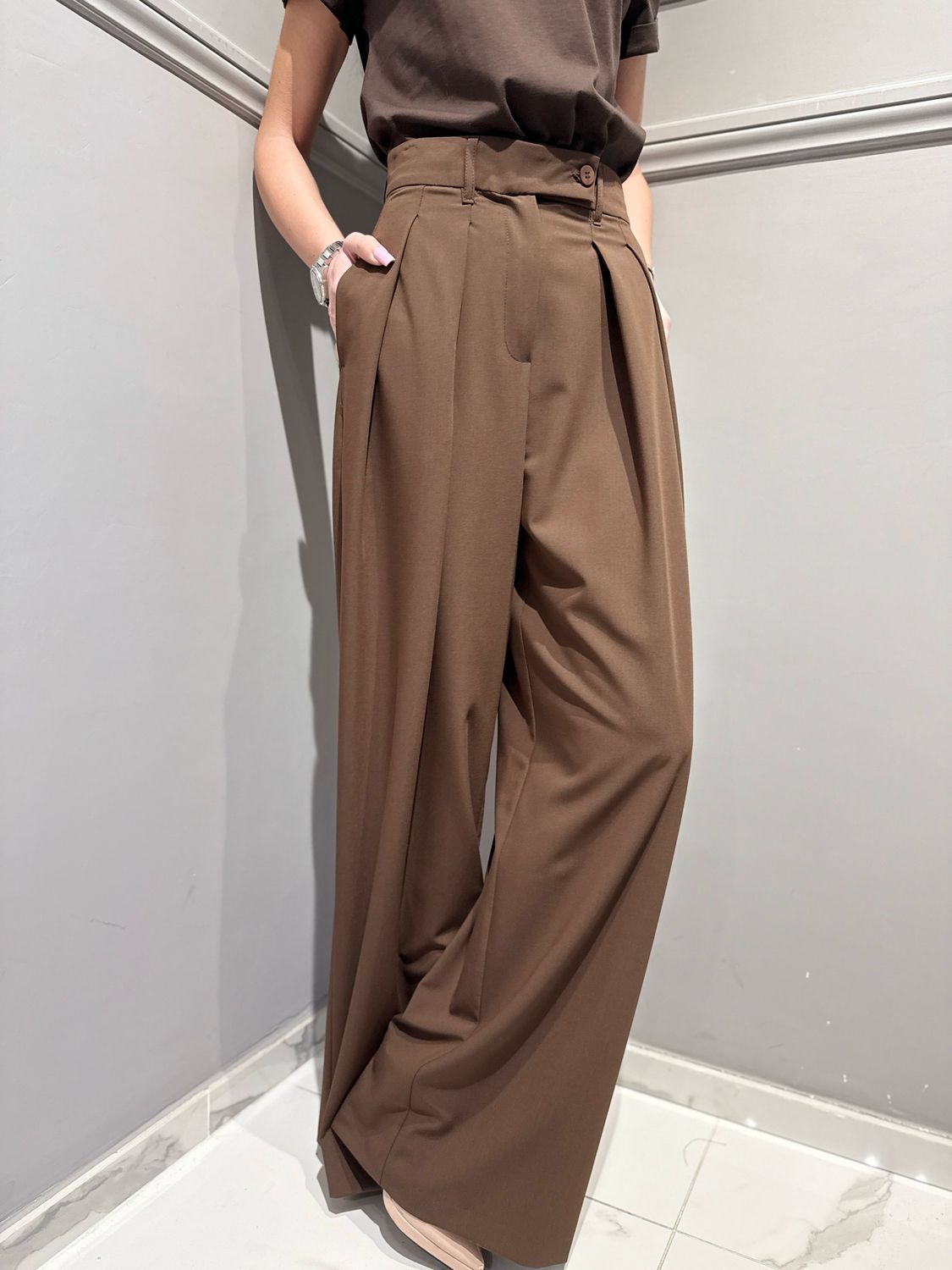 MOTEL - pantalone con pences 26P4006 moro