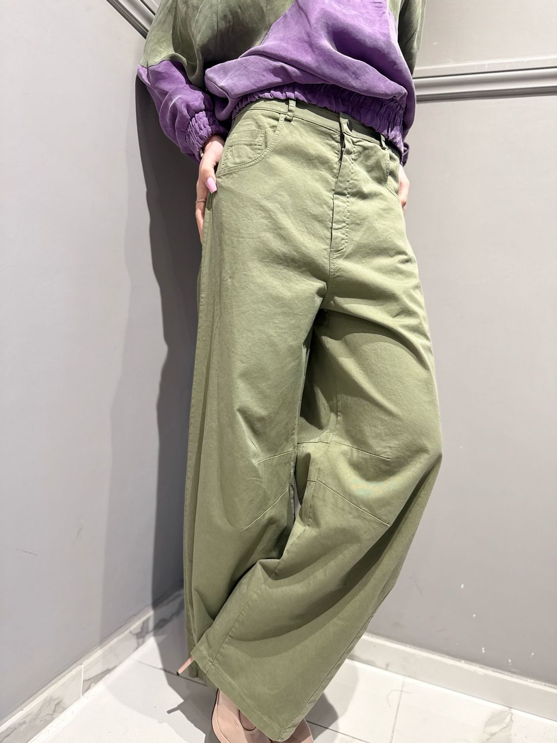 MOTEL - pantalone Baloon PA5539 verde militare