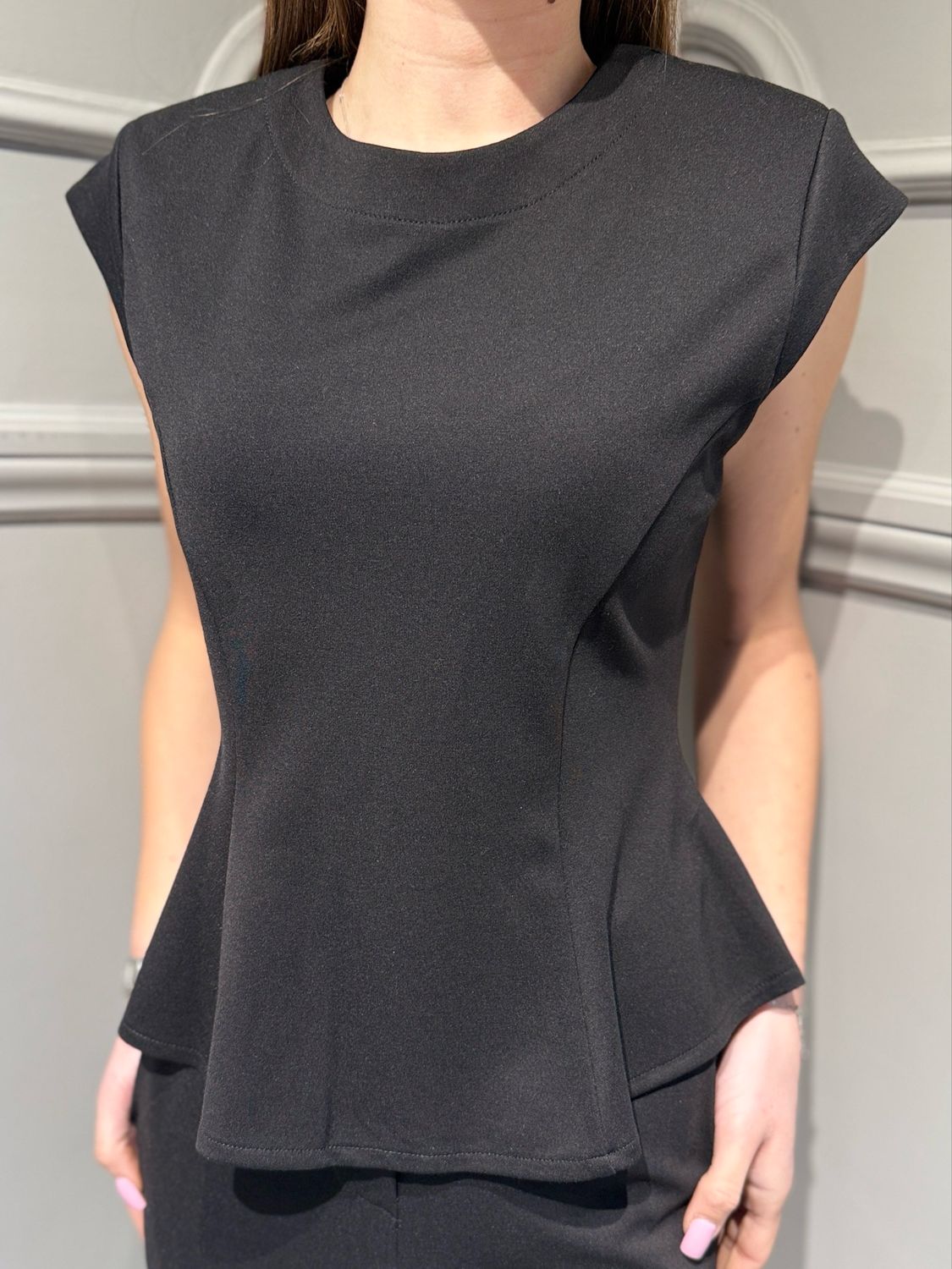 TENSIONE IN - casacca in punto Milano svasata 26C4504 nero