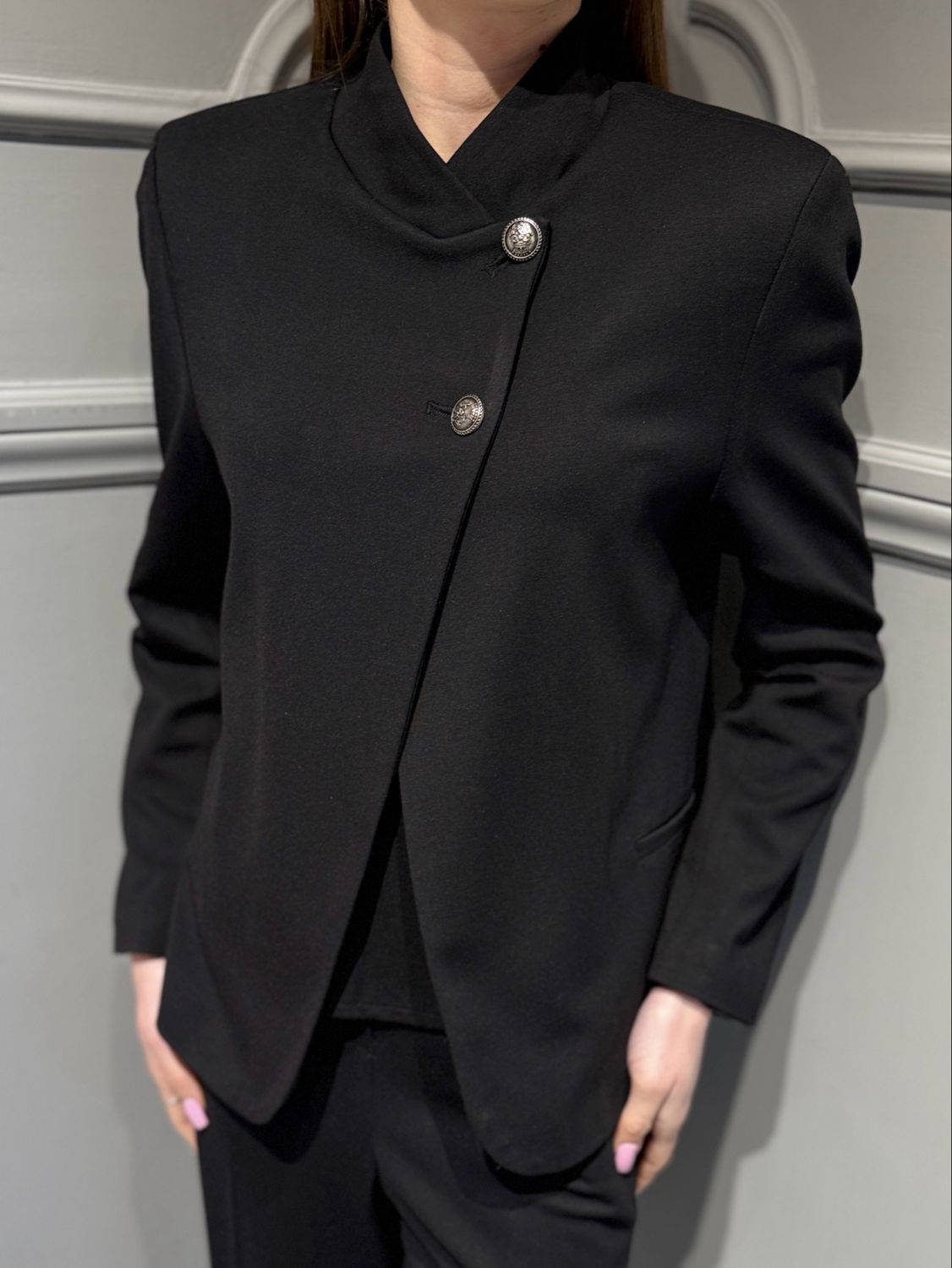 TENSIONE IN - giacca collo alla coreana in punto Milano 26B4442 nero