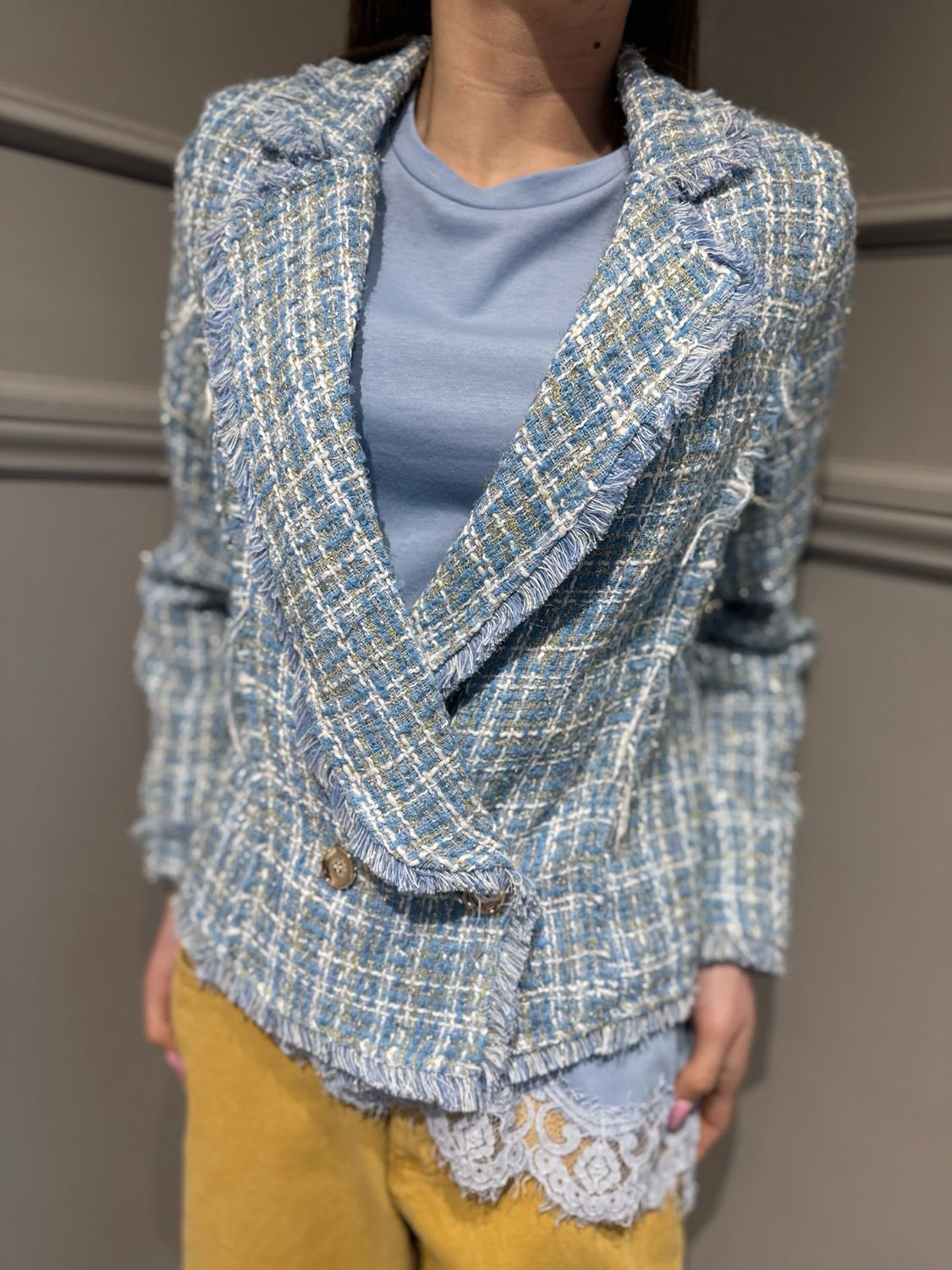 HAVE ONE - giacca chanel doppiopetto JNO-Q119 polvere