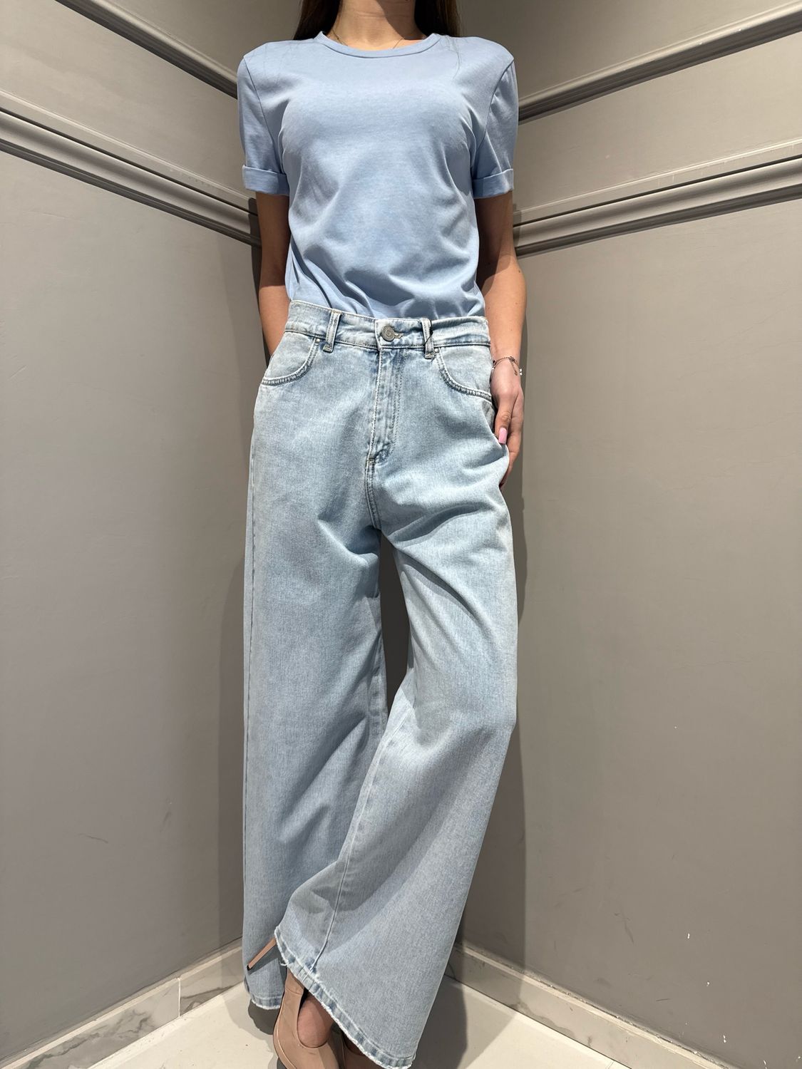 TENSIONE IN - pantaloni Blouchy in jeans con tasche a toppa in eco renna P339j119W642