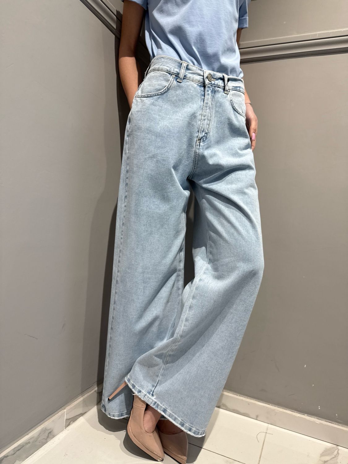 TENSIONE IN - pantaloni Blouchy in jeans con tasche a toppa in eco renna P339j119W642