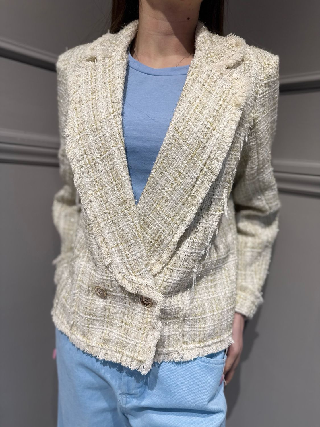 HAVE ONE - giacca chanel doppiopetto JNO-Q0119 bianco