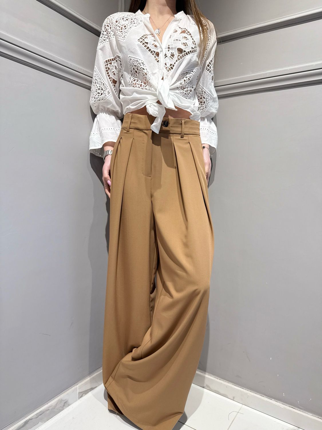 MOTEL - pantalone a palazzo con   Pences 26P4364 cacha