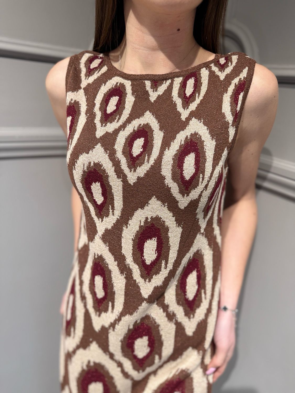 AKEP - abito lungo in lurex Jacquard peacock eyes VSKD13058 variante 1