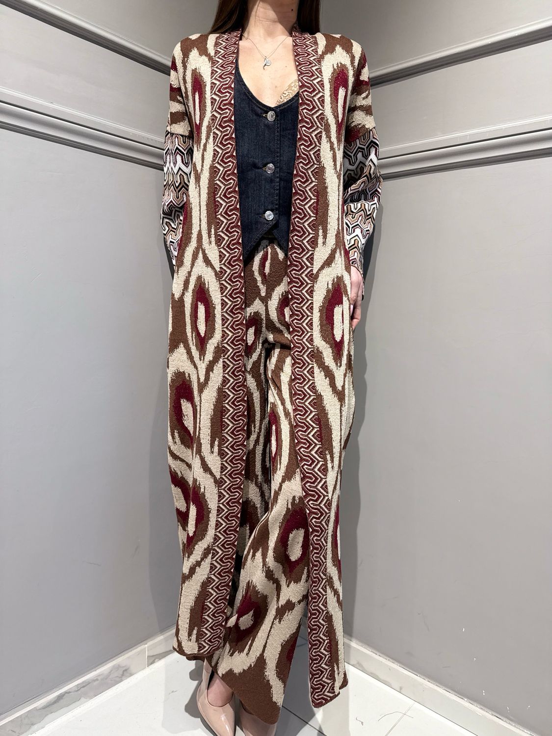 AKEP - kimono lungo MAXI_KIMONO_ MIX_JACQUARD PEACOCK MGKD13057 bordeaux