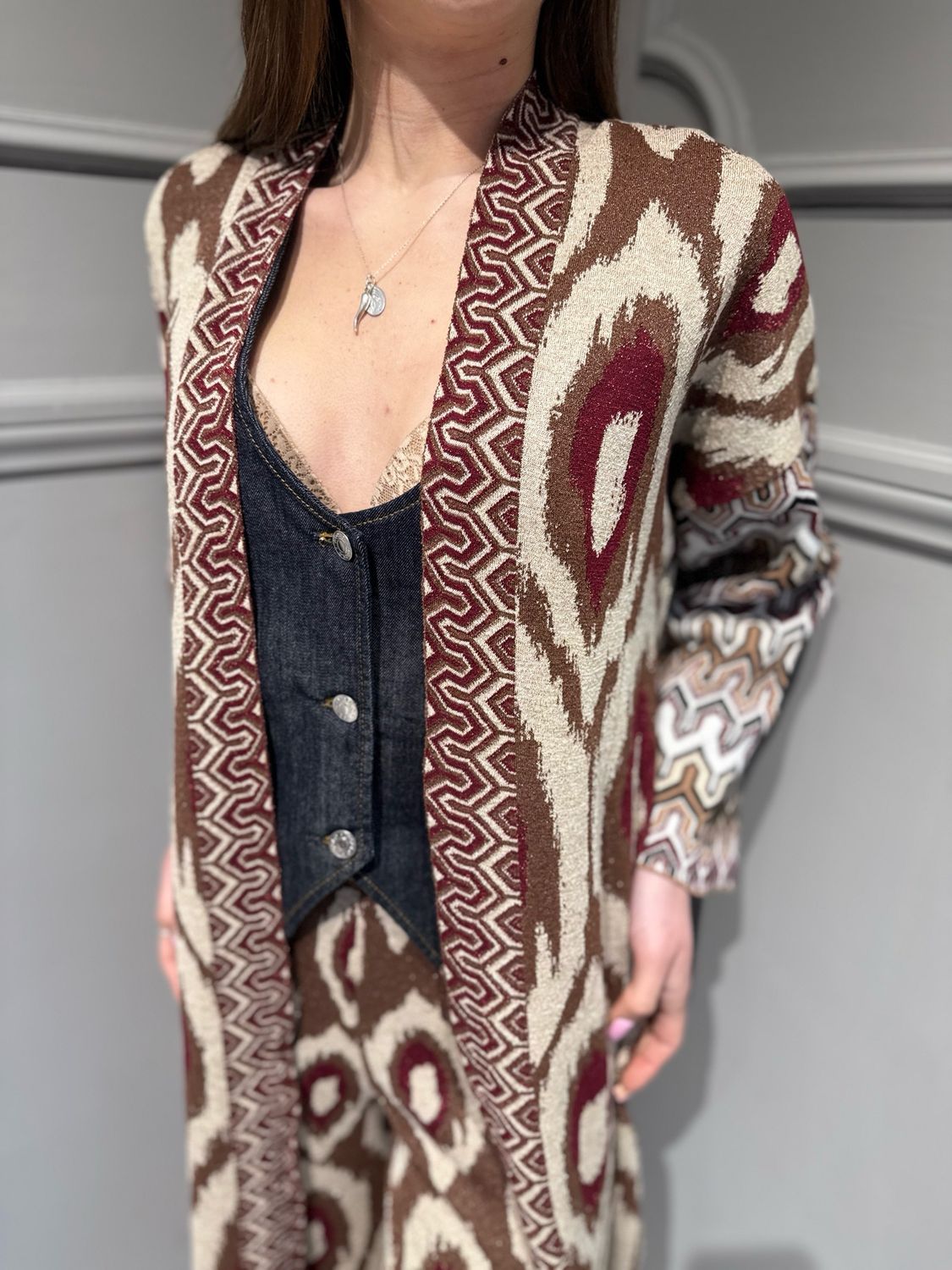 AKEP - kimono lungo MAXI_KIMONO_ MIX_JACQUARD PEACOCK MGKD13057 bordeaux