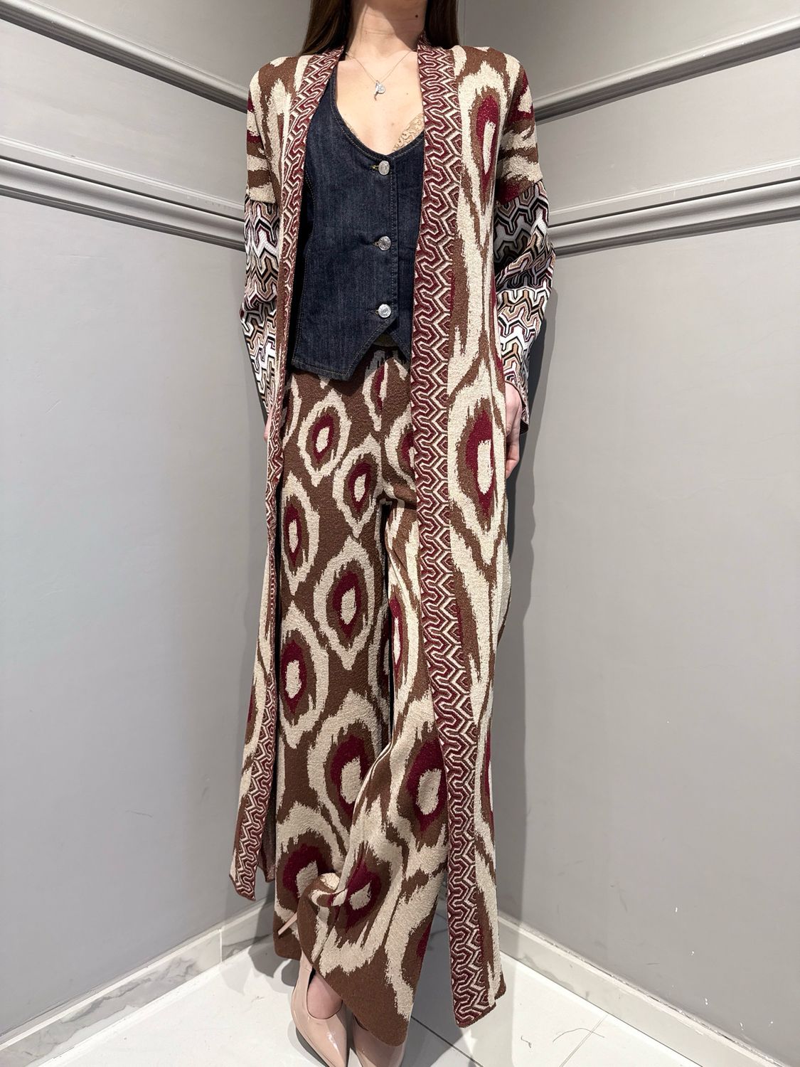 AKEP - pantalone in maglia in lurex JACQUARD PEACOCK EYES PTKD13061 variante 1