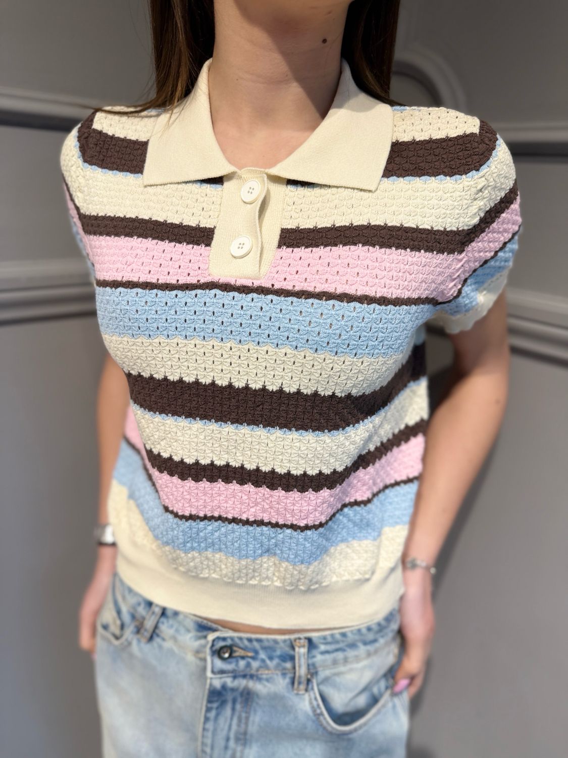 VICOLO - Polo in filo 2AB2167 burro