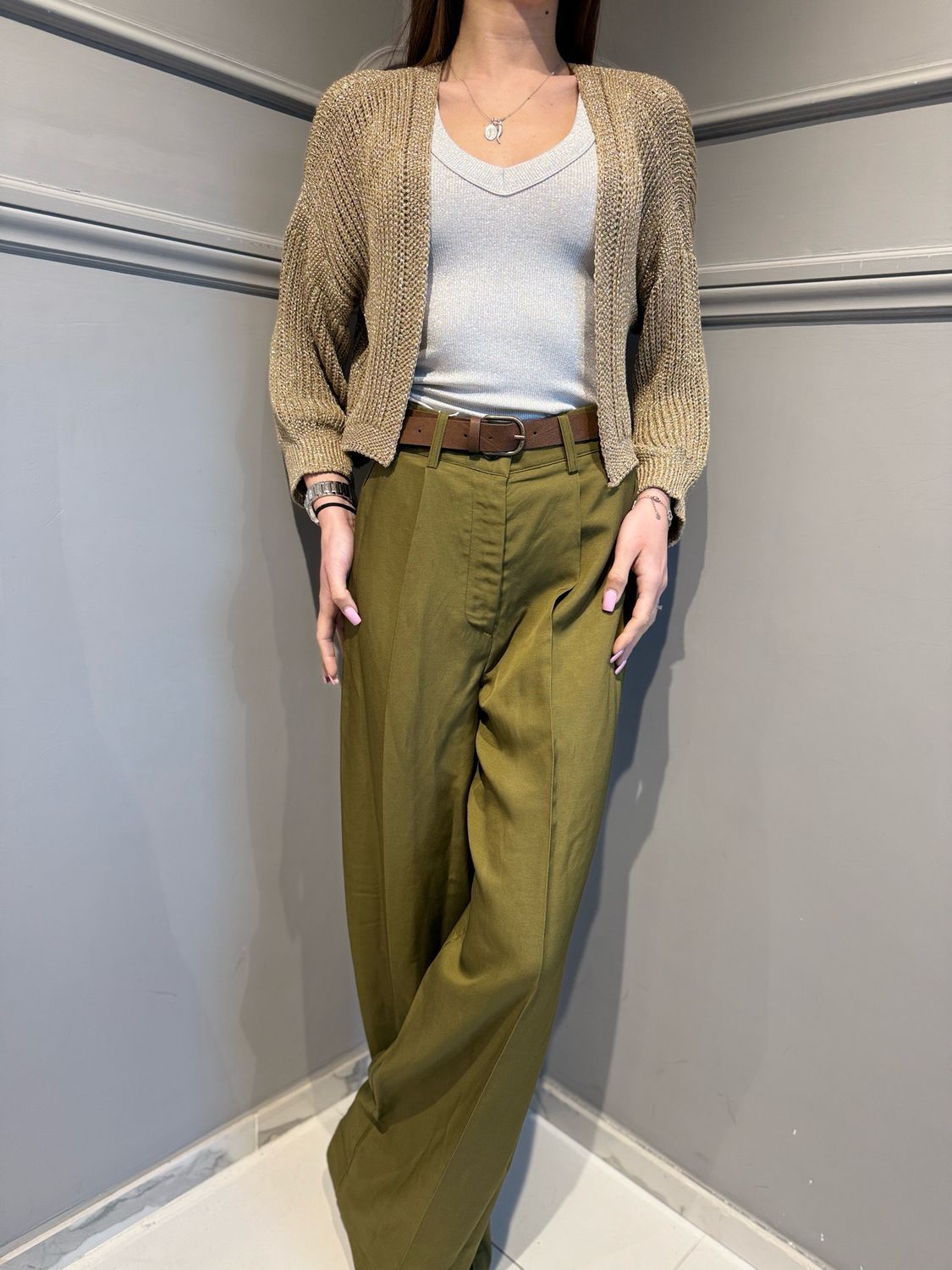 VICOLO - cardigan corto in lurex 5AB5022 oro