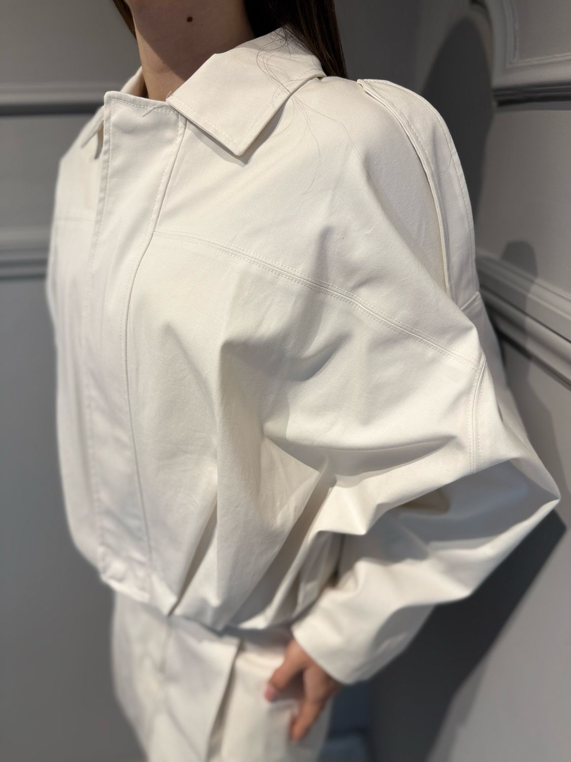 TENSIONE IN - bomber in cotone 26B4514 panna