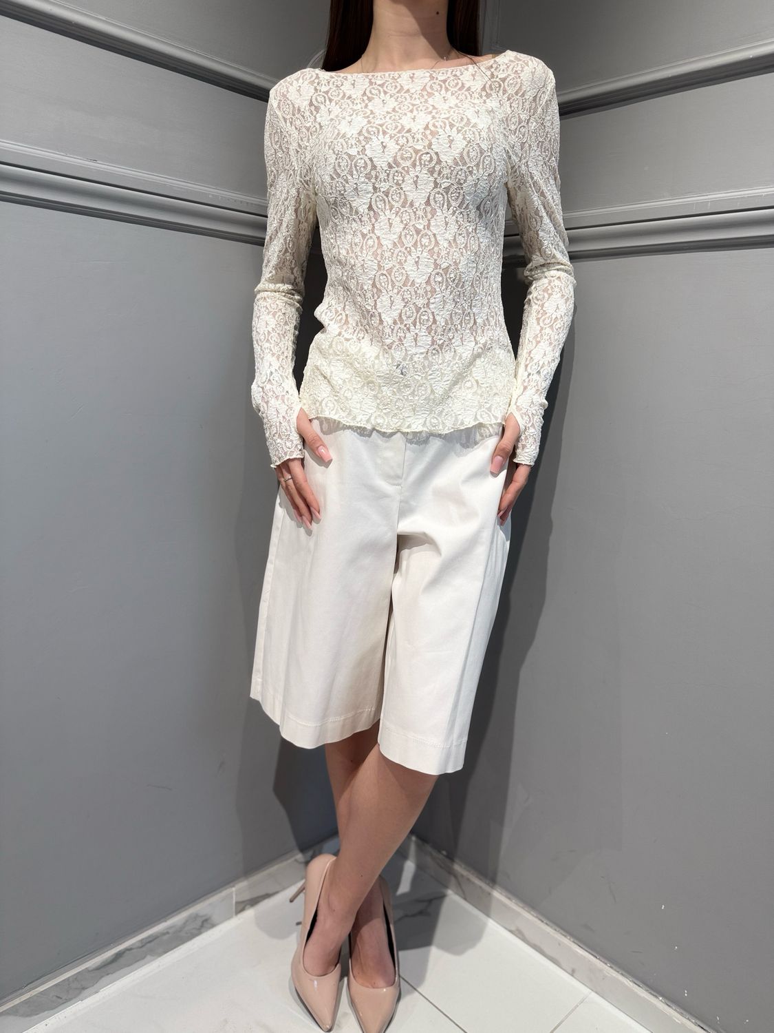 VICOLO - maglia in pizzo elasticizzata TAB1505 burro