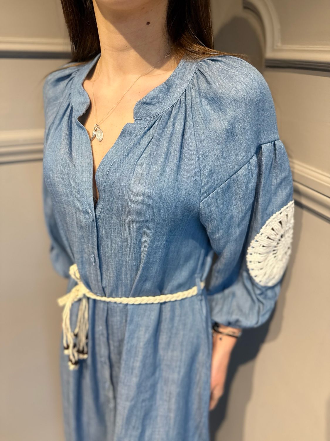 MOTEL - abito in chambray con ricamo S26A978 variante unica