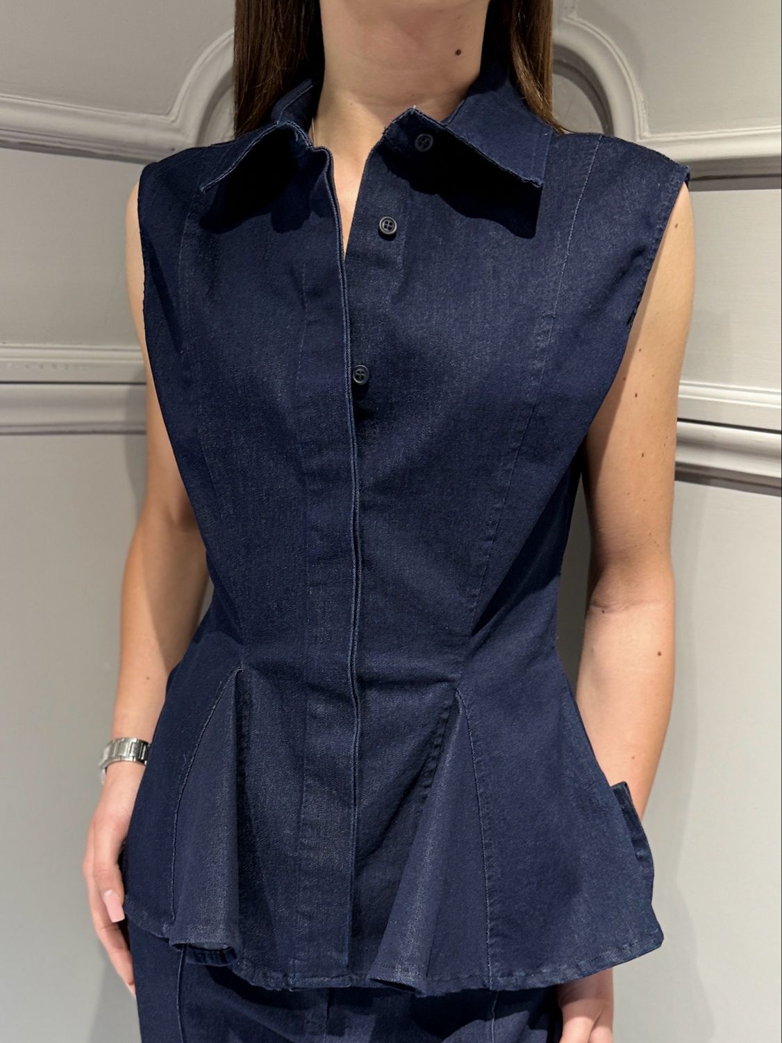 TENSIONE IN - camicia jeans elasticizzato 39074 variante unica