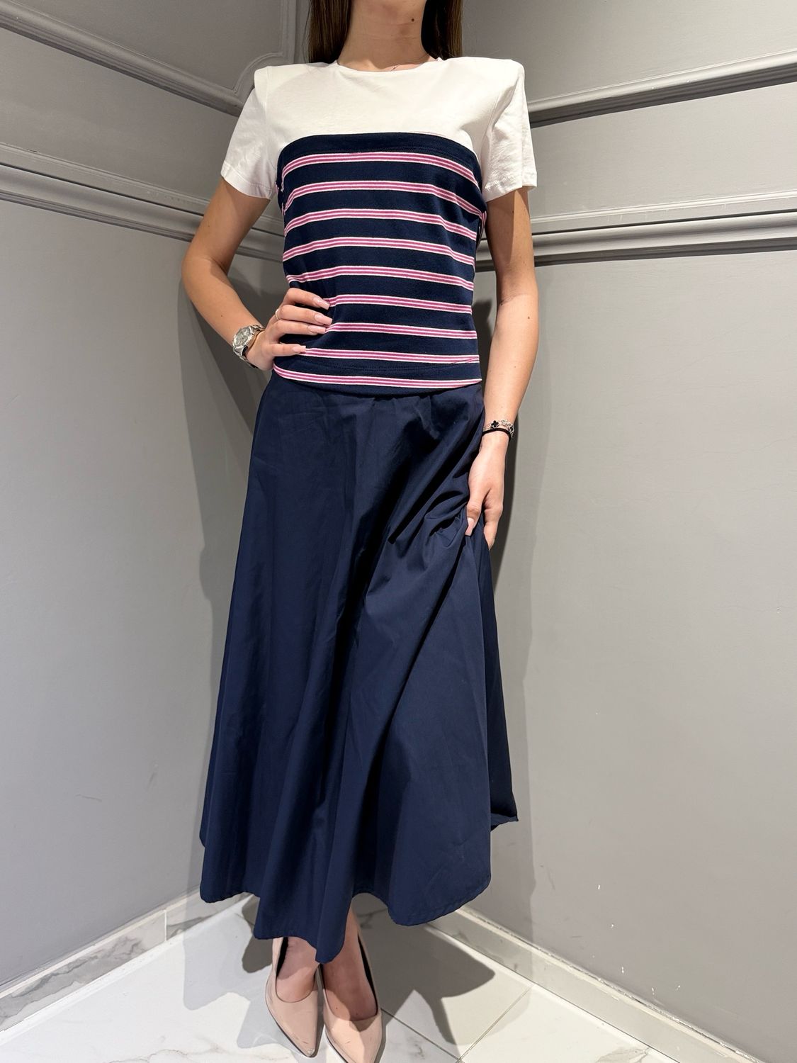 MOTEL - abito 39131G blu/bianco