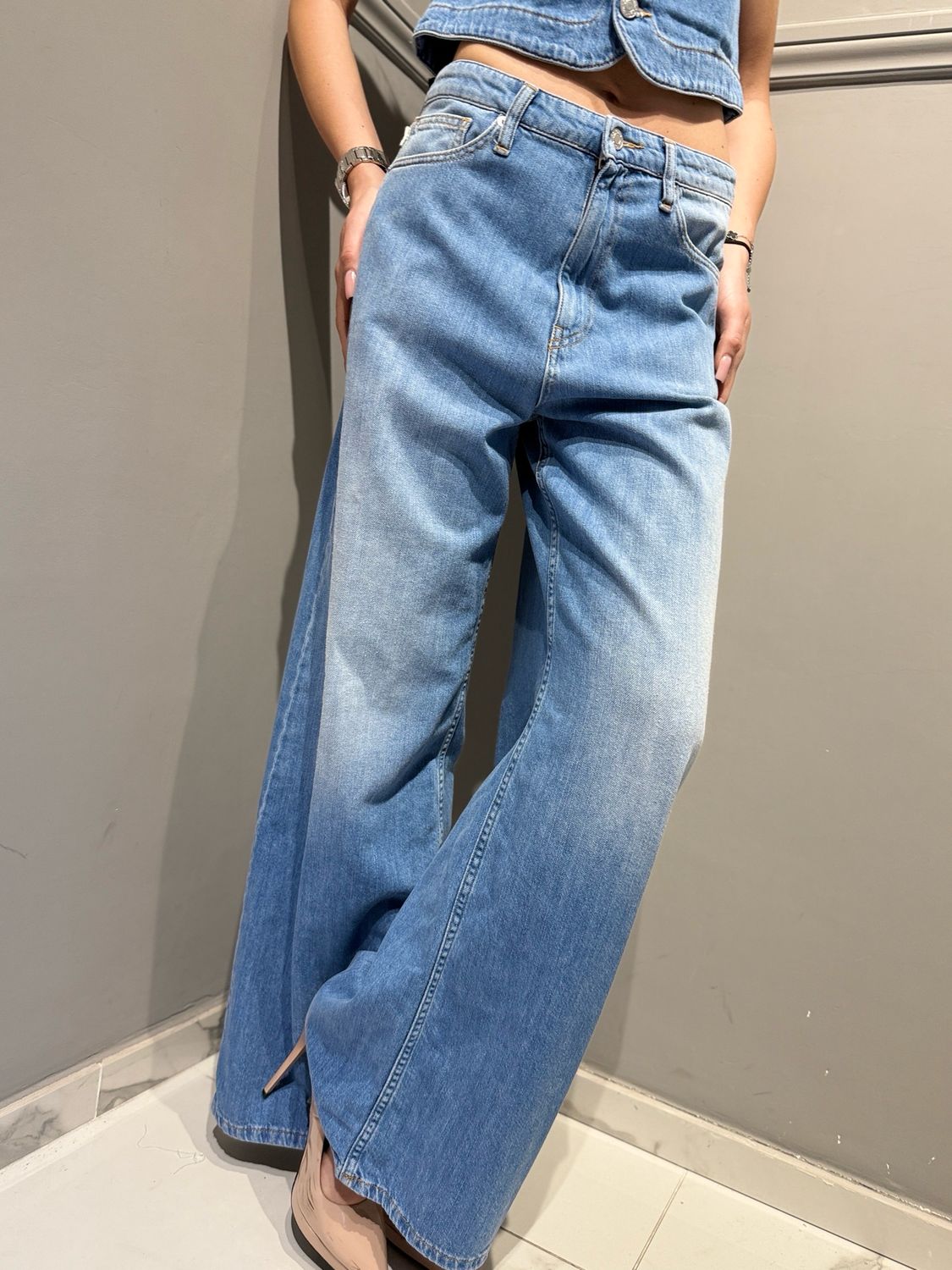 VICOLO - jeans a palazzo fluido marine DAB5379 denim chiaro