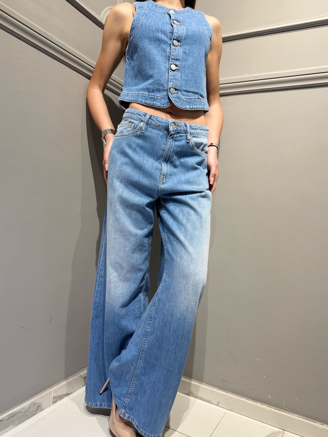 VICOLO - jeans a palazzo fluido marine DAB5379 denim chiaro