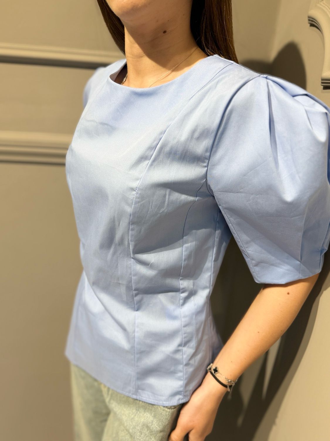 TENSIONE IN - camicia maniche a palloncino avvitata 39177 azzurro