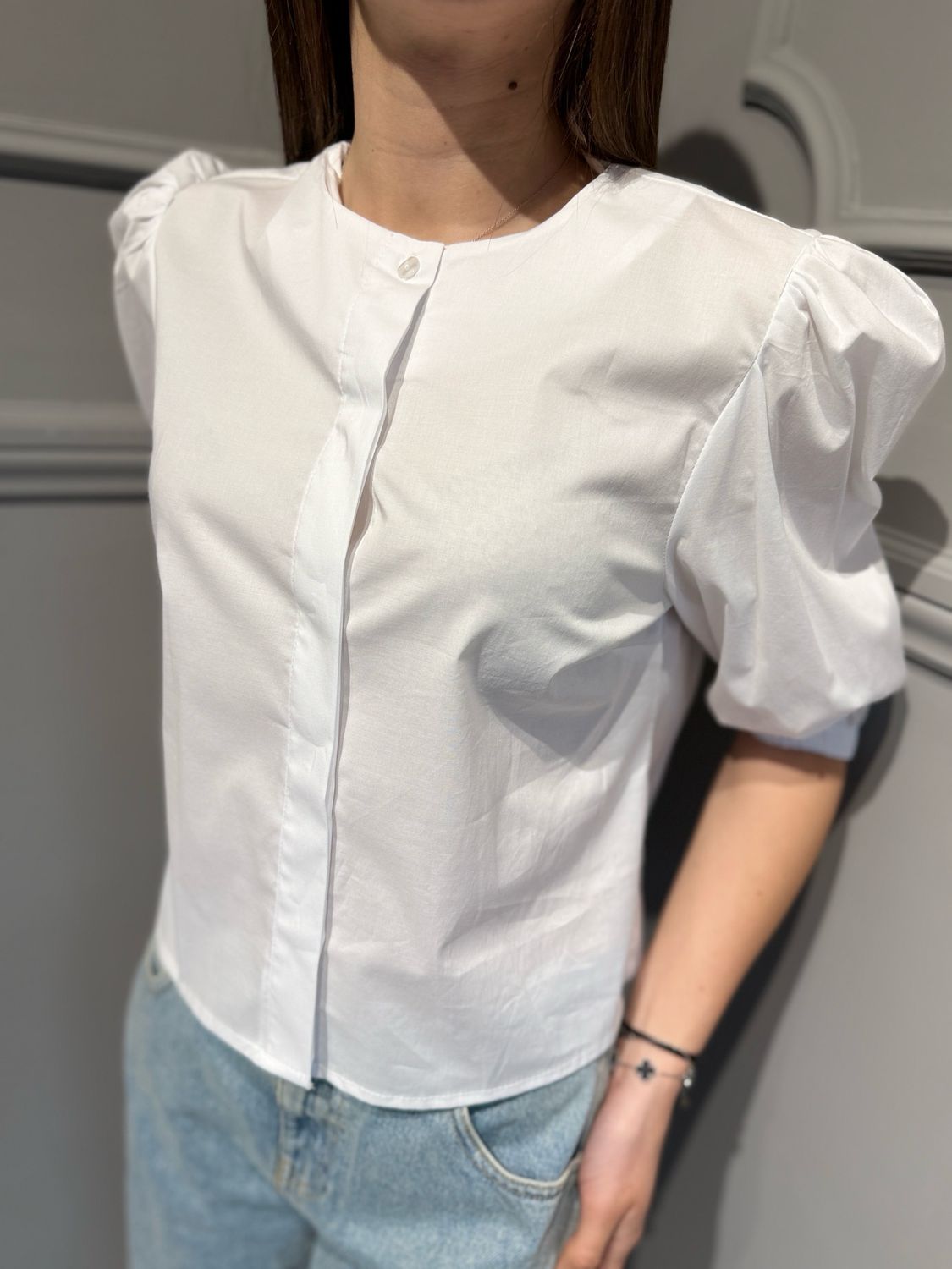 TENSIONE IN - camicia maniche a palloncino 26C4618 bianco