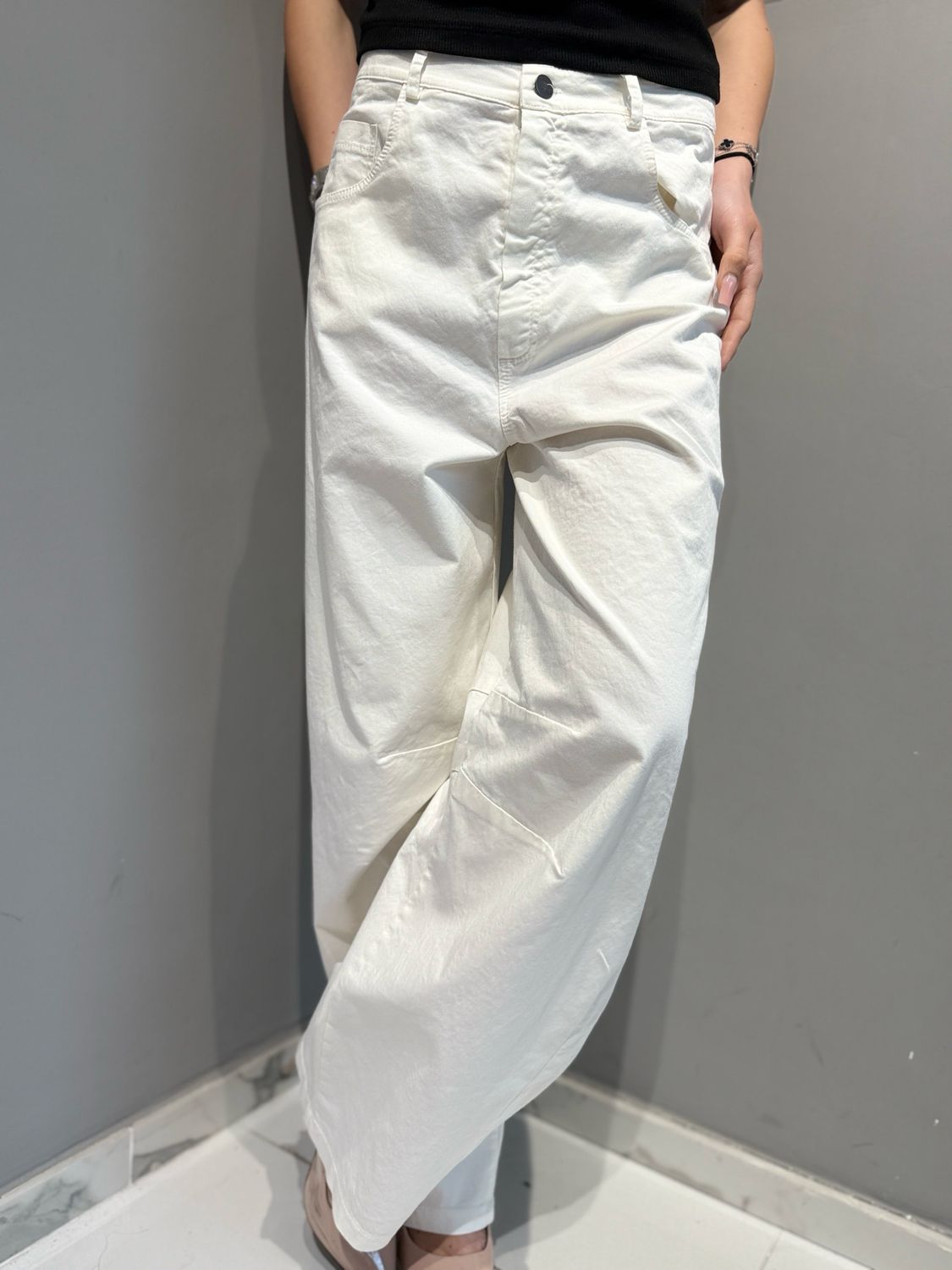 MOTEL - pantalone Baloon in cotone leggero elasticizzato PA5539 sbollito