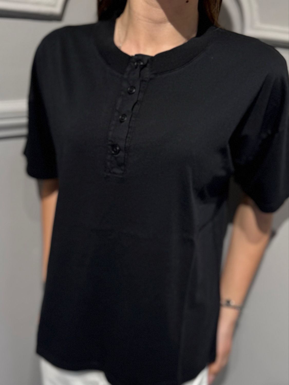 VIVOLO - t-shirt serafino over UAB0250 nero