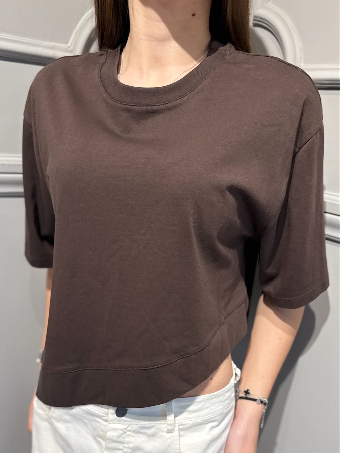 VICOLO - t-shirt taglio sbiego UAB0281 moro
