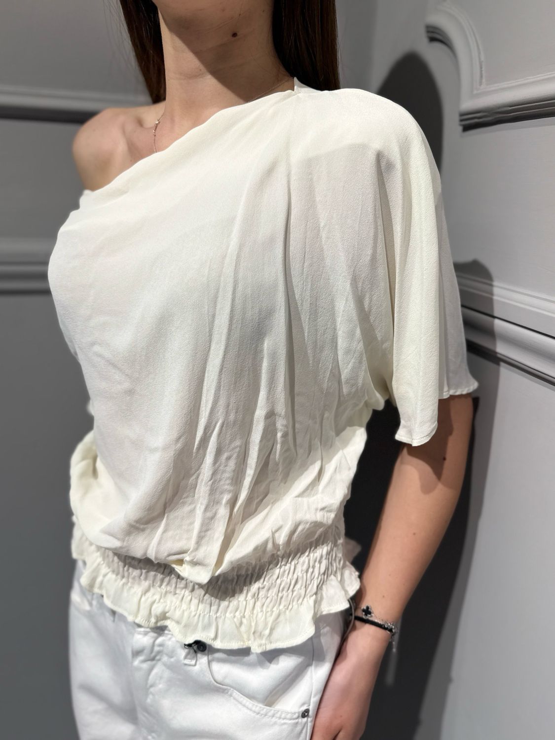 TENSIONE IN - camicia omero scoperto S26CD25 avorio