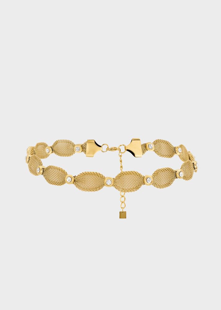 NALì - Choker Helena in mesh con pietre SFCL0028 - Oro