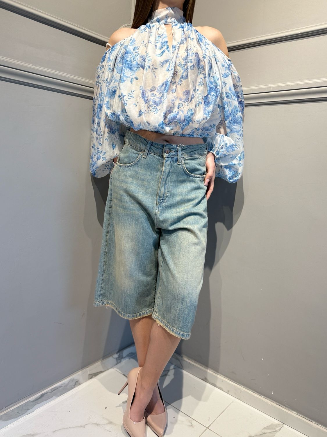 MOTEL - bermuda jeans ZOE-775B