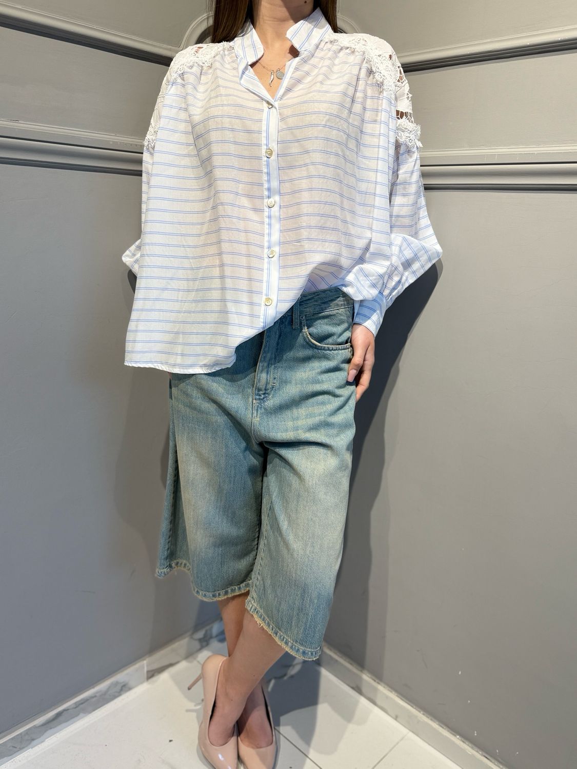 TENSIONE IN - camicia in lyocell con ricami in pizzo 38580-PE26