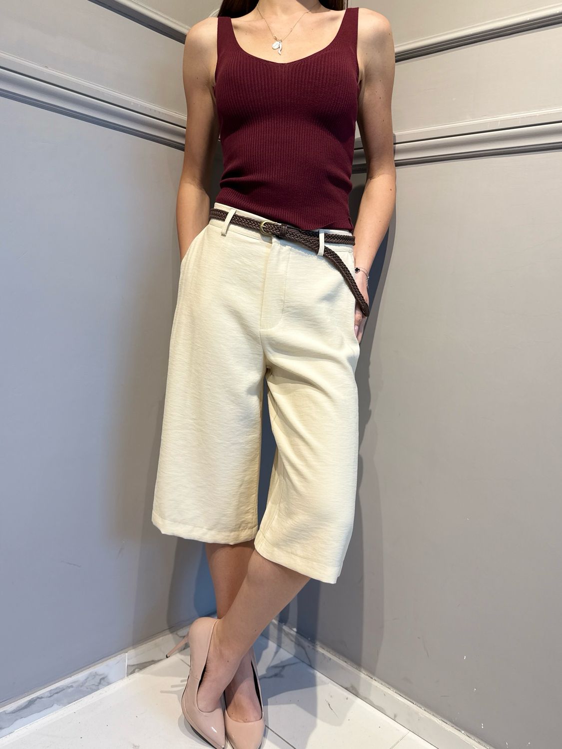 VICOLO - top in maglina elasticizzato 2AB2097 bordeaux