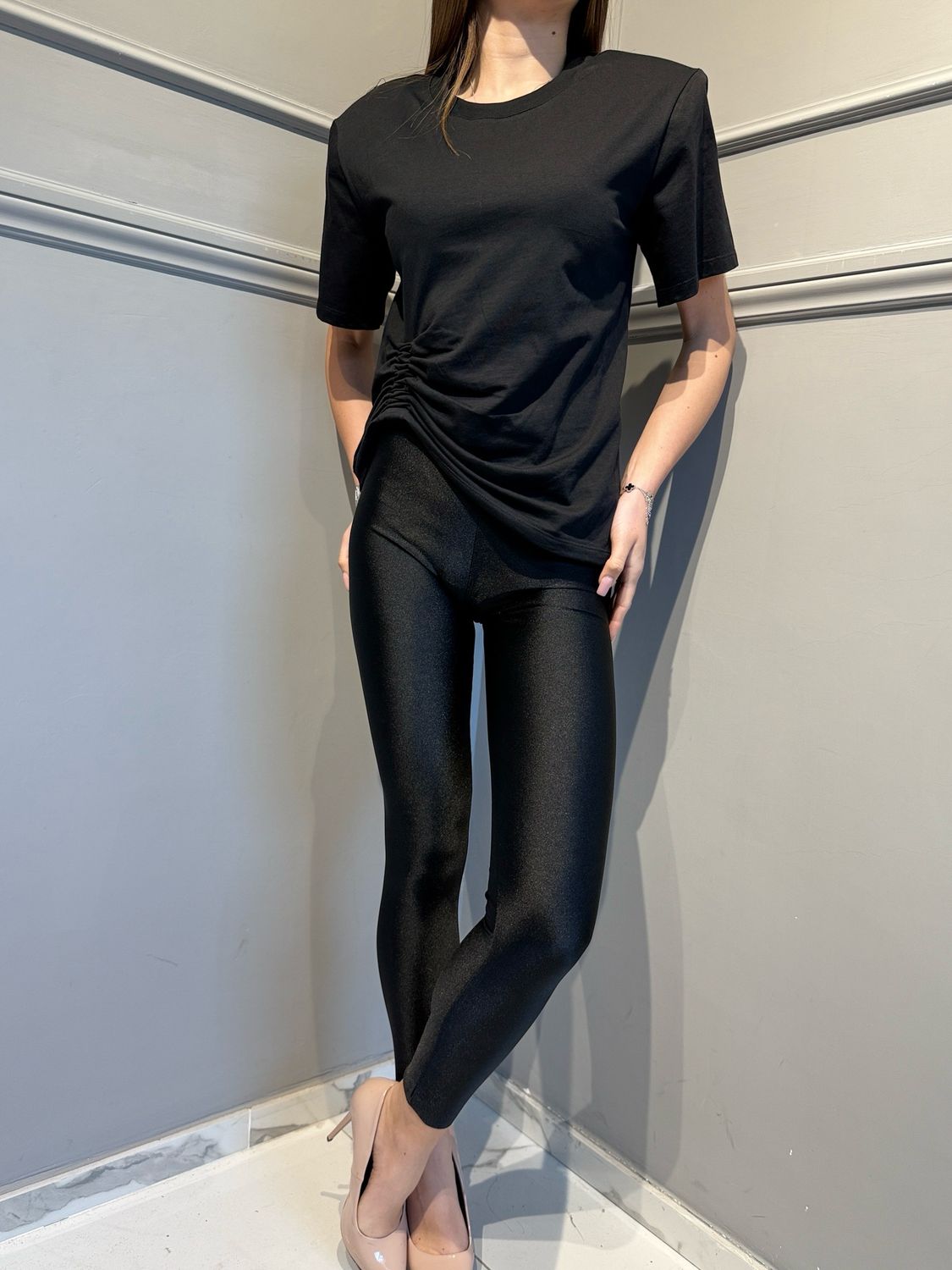 MOREL - leggins elasticizzato lucido 8509BL nero