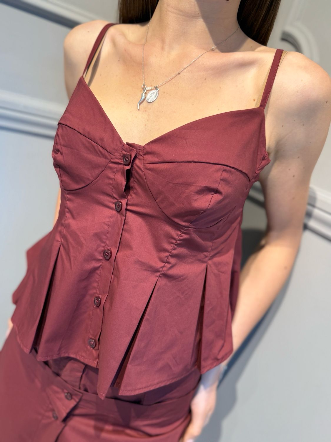 VICOLO - top in cotone popeline TAB1802 bordeaux