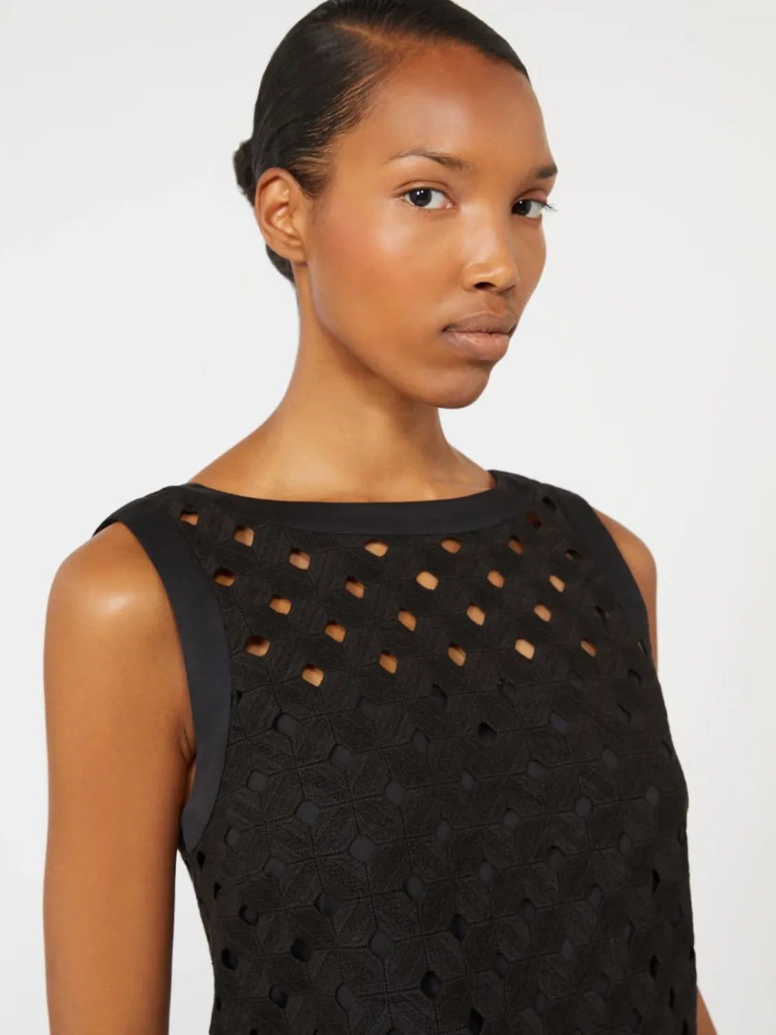 BEACHWEAR Abito ad A in jersey macramé - Nero