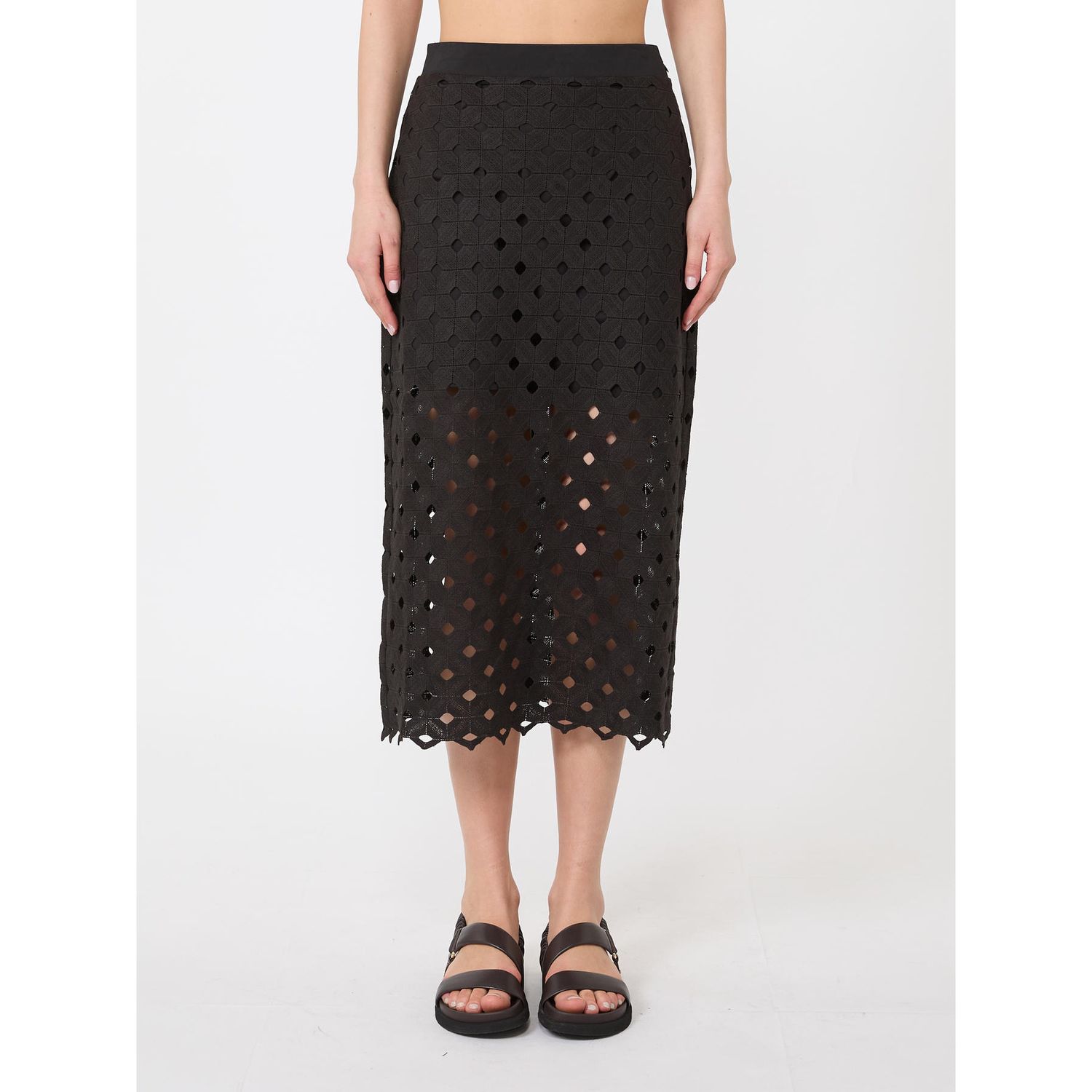 MAX MARA BEACHWEAR - Gonna tubino in jersey macramé - NERO