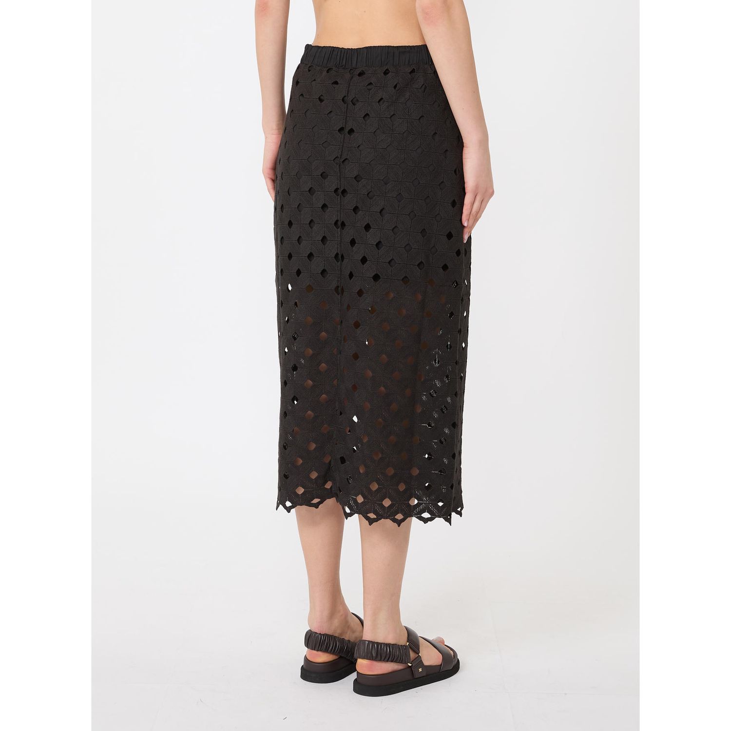MAX MARA BEACHWEAR - Gonna tubino in jersey macramé - NERO
