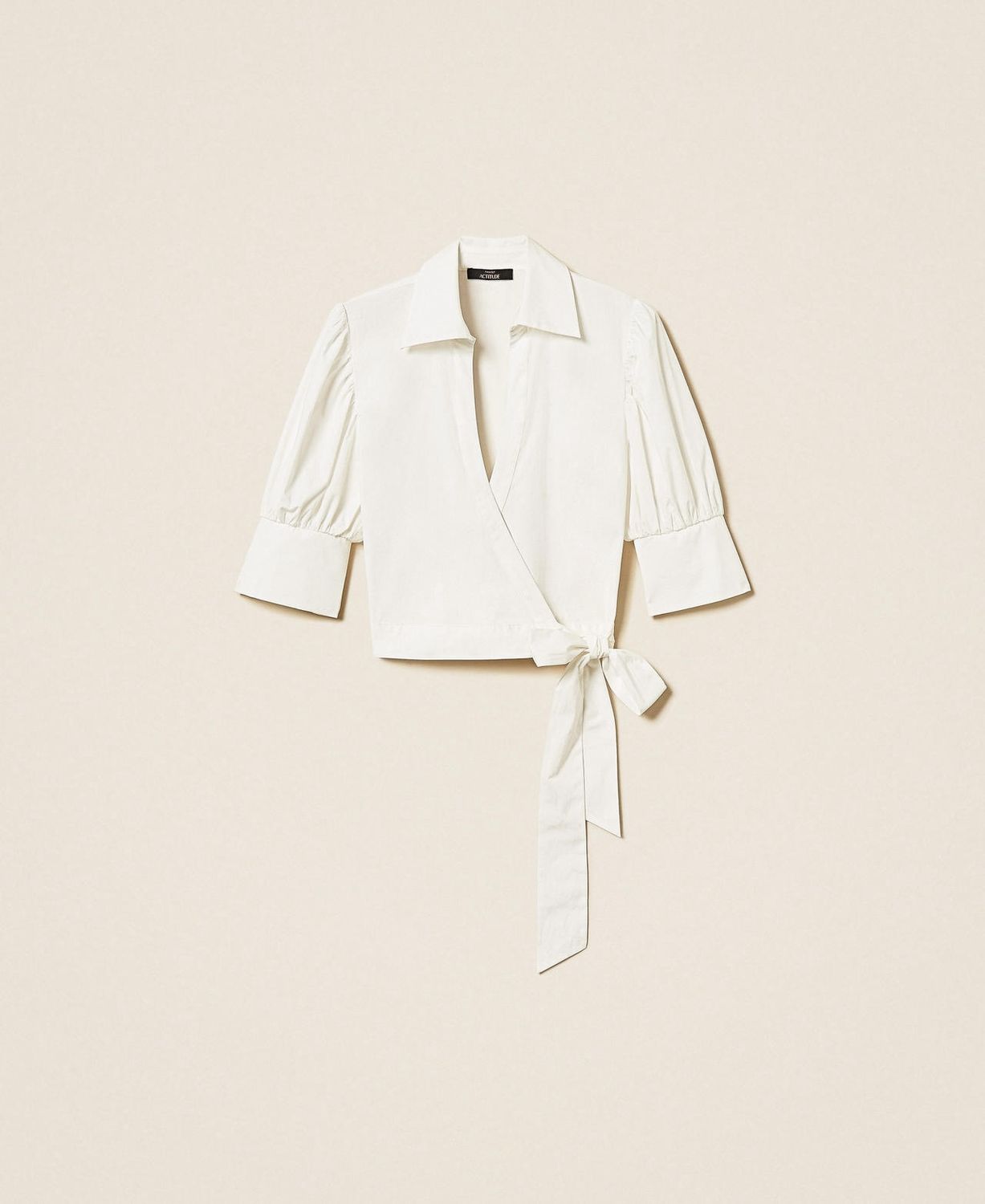 TWINSET ACTITUDE - Camicia a portafoglio in popeline off white