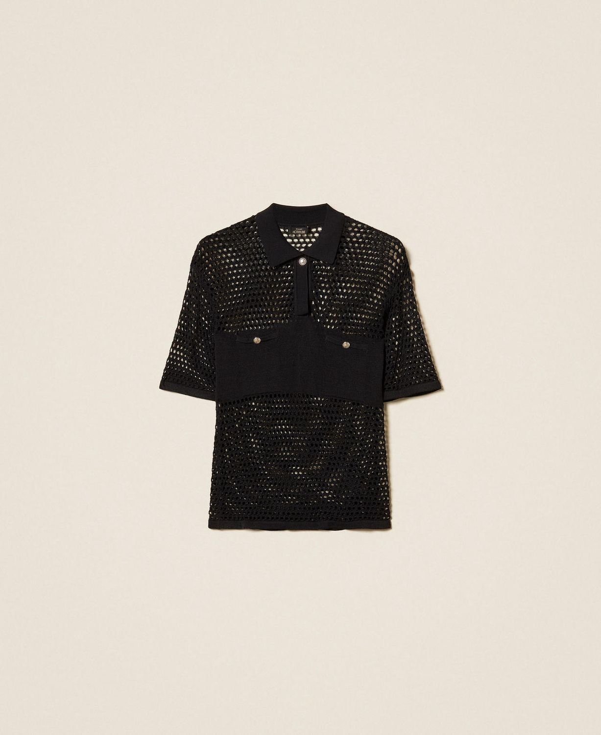 TWINSET ACTITUDE - Maglia a polo con punto a rete Nero