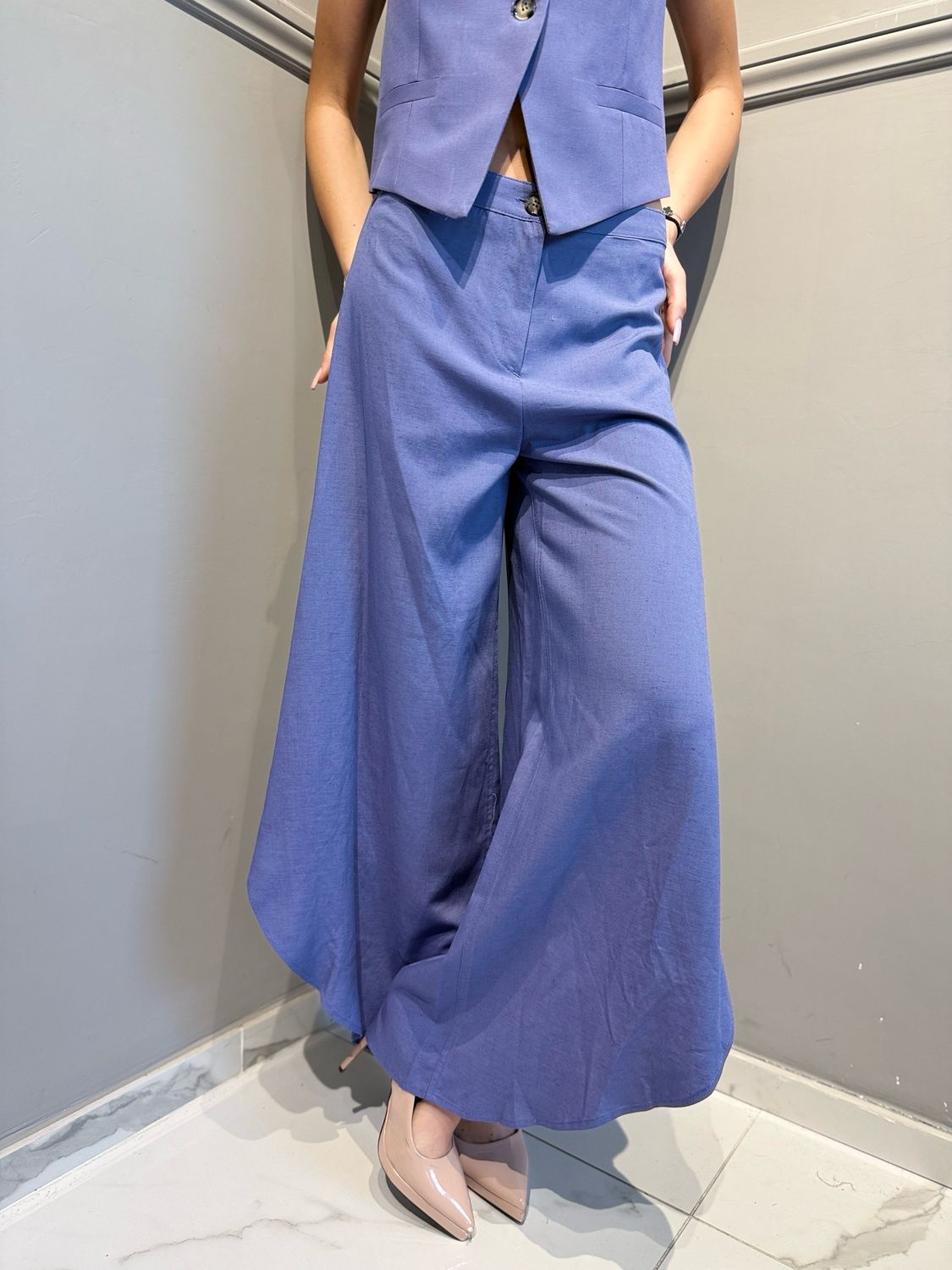 VICOLO - pantalone aperto ai lati TAB1594 indaco