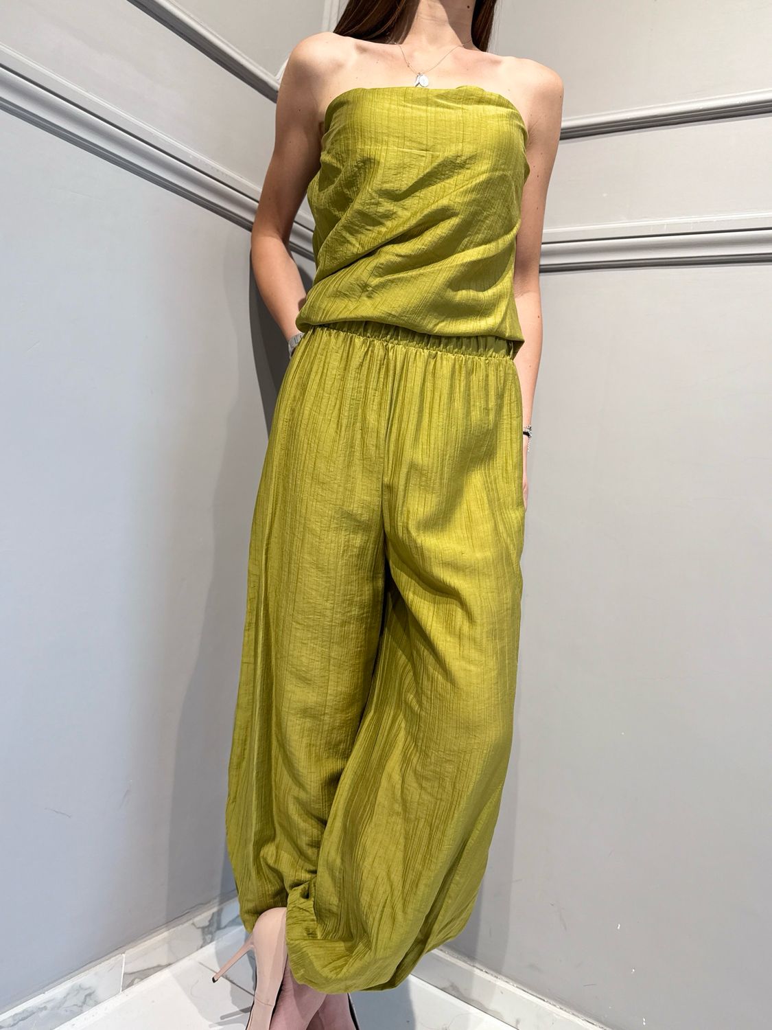 VICOLO - pantalone a palloncino elastico in vita TAB2269 olio