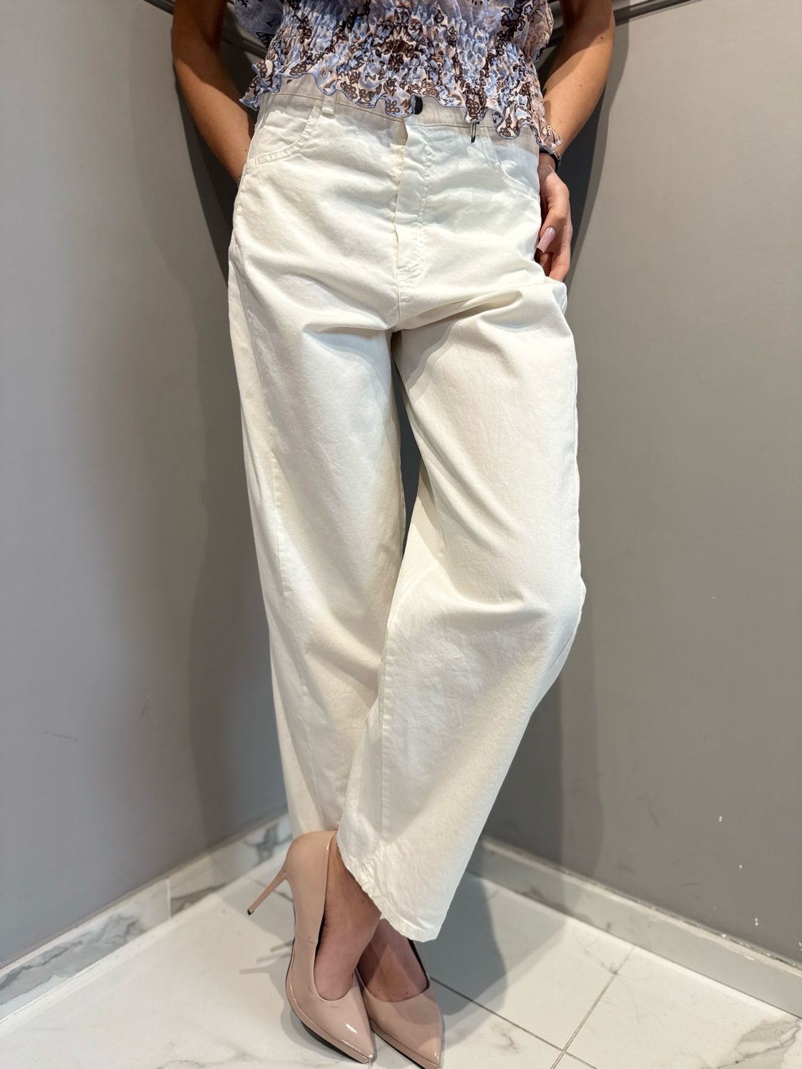 TENSIONE IN - pantalone ballon sbollito PA5533 bianco