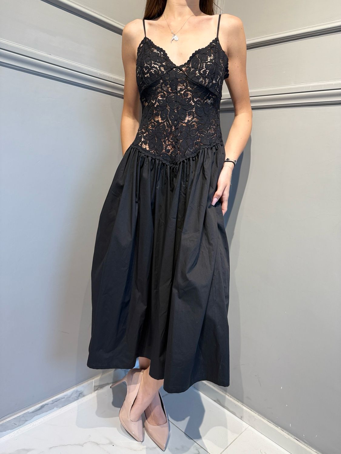 TENSIONE IN - abito bustino in pizzo  39296 nero